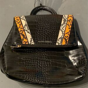 Alexis Bendel Women's Black Croc Print Fashion Backpack‎ Casual
